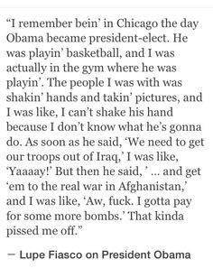 Lupe Fiasco on President Barrack Obama US #Iraq #Afghanistan #racist # ...