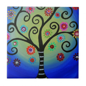 whimsical_tree_of_life_painting_ceramic_tiles ...