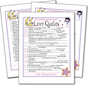 ... love quotes game can you fall in love with a bridal shower game yes