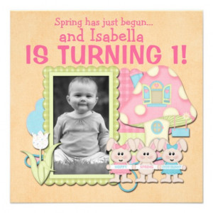 Sweet Spring Bunnies First Birthday Invites from Zazzle.com