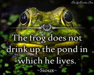 The frog does not drink up the pond in which he lives.”