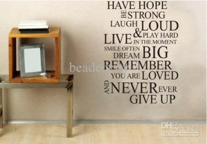 funlife]-56x75cm Have Hope Never Give UP! Removable Vinyl Wall Quote ...