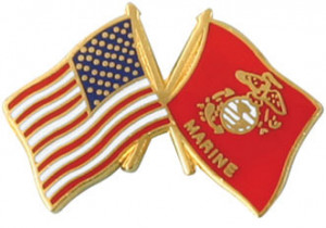 Lapel Pin, American and USMC Flag