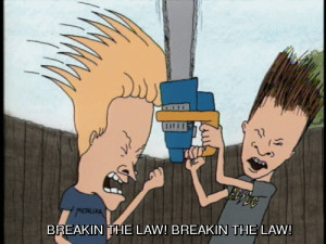 Beavis and Butthead rocking out breaking the law