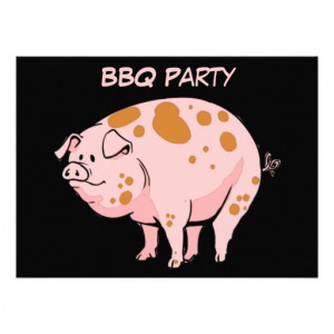 Funny Spotted Pink Pig Bbq Cookout Party Custom Invitations