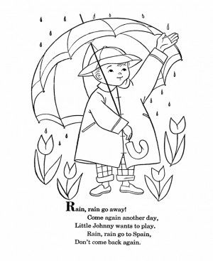 ... Nursery Rhymes Coloring Page Sheets - Rain Rain Go Away - Mother Goose