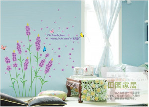 Lavender flowers butterfly photo wallpaper novelty stickers family ...