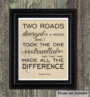 Travelled, Robert Frost Quote, Poetry Art Print, Inspirational Quote ...