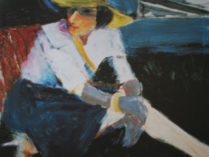 Woman with Hat and Gloves, 1963. Oil on canvas, 34 x 36