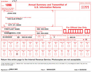 Sample 1096 Form Filled Out