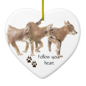 Cute Wolves Follow Your Heart Motivational Quote Double-Sided Heart ...