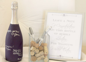 Instead of having a guest book, I painted a champagne bottle with ...