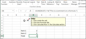 Add Comments to Formulas and Cells in Excel 2013