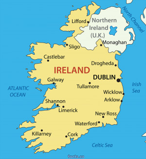 Ireland Political Map with cities