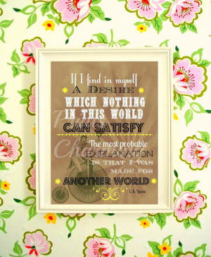 God Can Satisfy CS Lewis Quote Antique Bicycle Brown Yellow Vintage ...