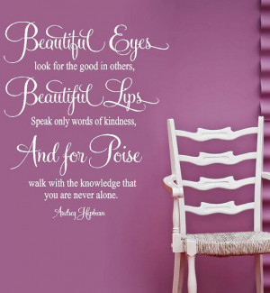 Audrey Hepburn- For Beautiful Eyes- Vinyl Lettering wall art words ...