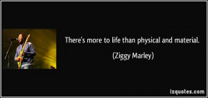 There's more to life than physical and material. - Ziggy Marley
