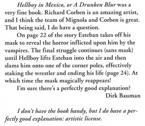 The scene in question from Mignola and Corben’s Hellboy in Mexico :