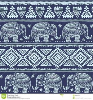 Ethnic elephant seamless pattern can be used as a greeting card.