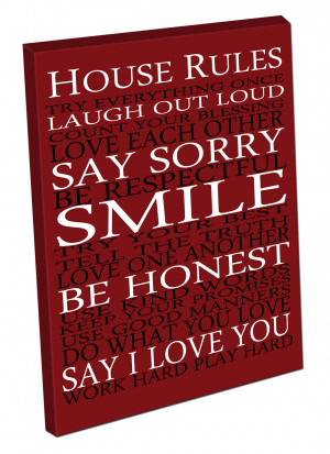 Picture-on-CANVAS-ART-Print-ready-to-hang-quote-HOUSE-RULES-SMILE-SAY ...