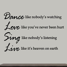 Dance Like Nobody's Watching Inspirational Wall Decal Quote Saying ...