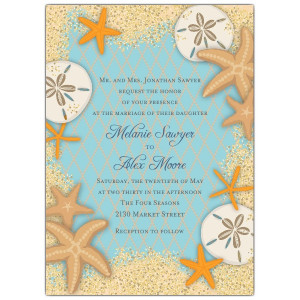 Sand Dollars and Starfish Wedding Invitations