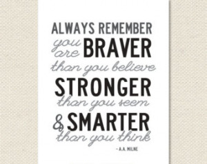 Always Remember You Are Braver Than You Believe Winnie The Pooh 8.5x11 ...