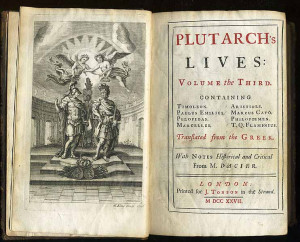 ... Volume of a 1727 edition of Plutarch's Lives printed by Jacob Tonson