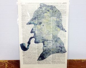 Sherlock Holmes Dictionary Art Prin t Conan Doyle Detective Silhouette ...