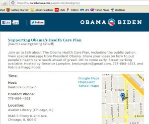 ... event to support Obamacare by Beatrice Lumpkin on Obama's own site