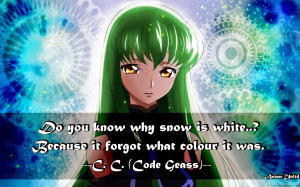 Anime quotes about the color of snow.