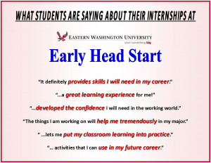 EWU Early Head Start Offers Valuable Student Internships!