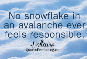 No snowflake in an avalanche ever feels responsible