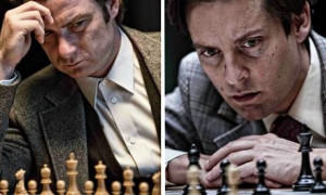 and white … Liev Schreiber and Tobey Maguire play Boris Spassky ...