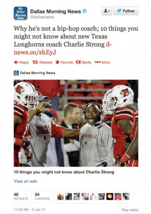 Dallas Morning News uses Lou Holtz quote about Charlie Strong not ...