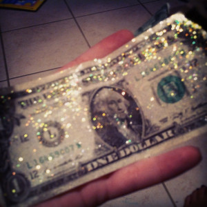 Tooth Fairy Money: Clear nail polish and some fine glitter :)