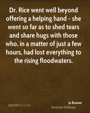 offering a helping hand - she went so far as to shed tears and share ...