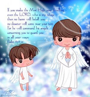 Cute Brothers Angels with Bible quote by E-Ocasio