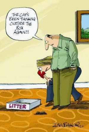 Funny cat litter box cartoon image - the cat's been thinking outside ...