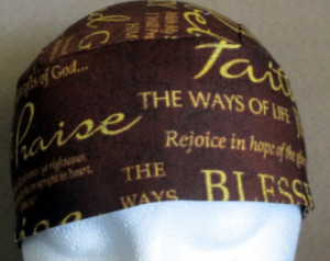 Brown Skull Cap or Chemo Cap with Christian Words or Sayings, Hat ...