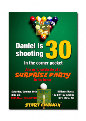 ... Pool Birthday Invitation DIY - Billiards Bachelor Party - Pool