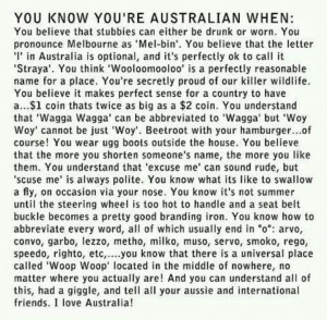You know you're Australian when...