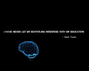 quotes brain mark twain education black background Knowledge Quotes ...