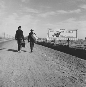 People walking toward Los Angeles, CA, 1937. Photo by Dorothea Lange ...