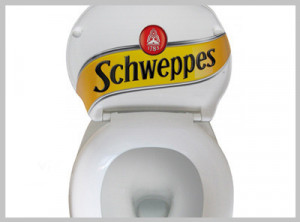 name schweppes tonic water was translated as schweppes toilet water