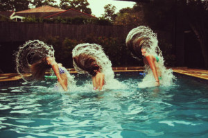 fun, girls, swim pool, water