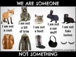 We are someone, not something. Stop killing animals for their fur!