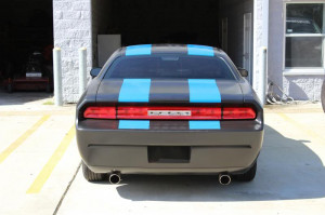 Thread: Black satiny challenger with racing stripes.