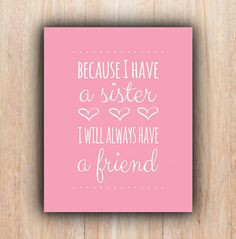 Sisters Quote, INSTANT download, pink, Nursery, sisters, Printable Art ...