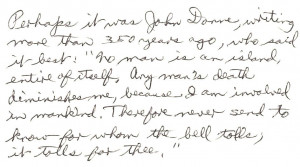 Two hand-written favorite quotes of Mom, Aileen.